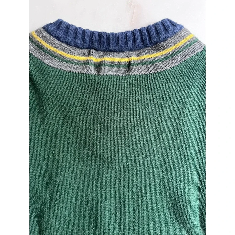 Gymboree Vintage Cotton V-Neck Sweater Green Preppy Classic Boys size XL